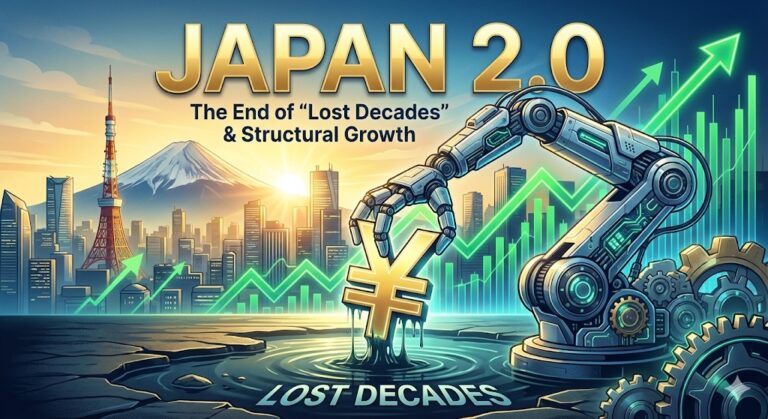 Japanese business district with modern skyscrapers representing economic transformation and structural reform