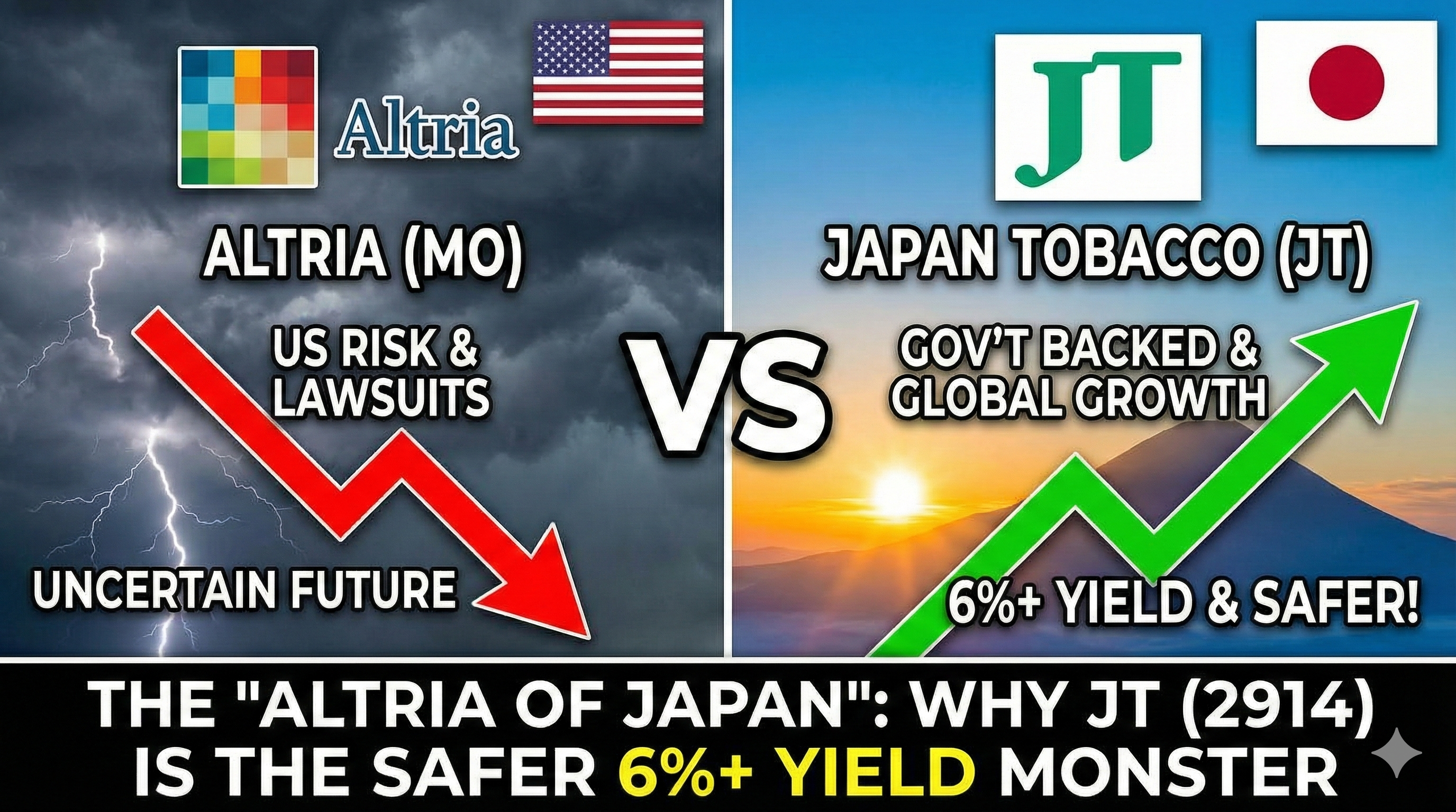 JT 2914 Japan Tobacco as safer alternative to US Altria for high-yield income